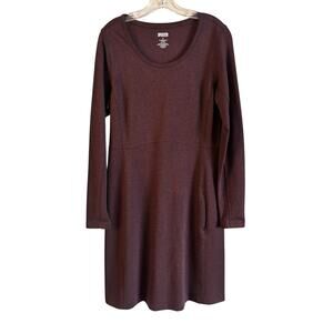 Duluth Trading Womens Wearwithall Long Sleeve Ponte Knit Dress Medium Burgundy